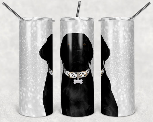 20 oz Skinny Tumbler Sublimation Lab Dog Mom black lab Glitter Template Straight Warped Mothers Day Dog