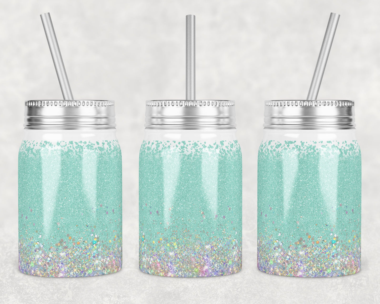 17 oz Mason Jar Tumbler Sublimation Design Template Holo Mint with and without MOM split monogram Mason Jar Design