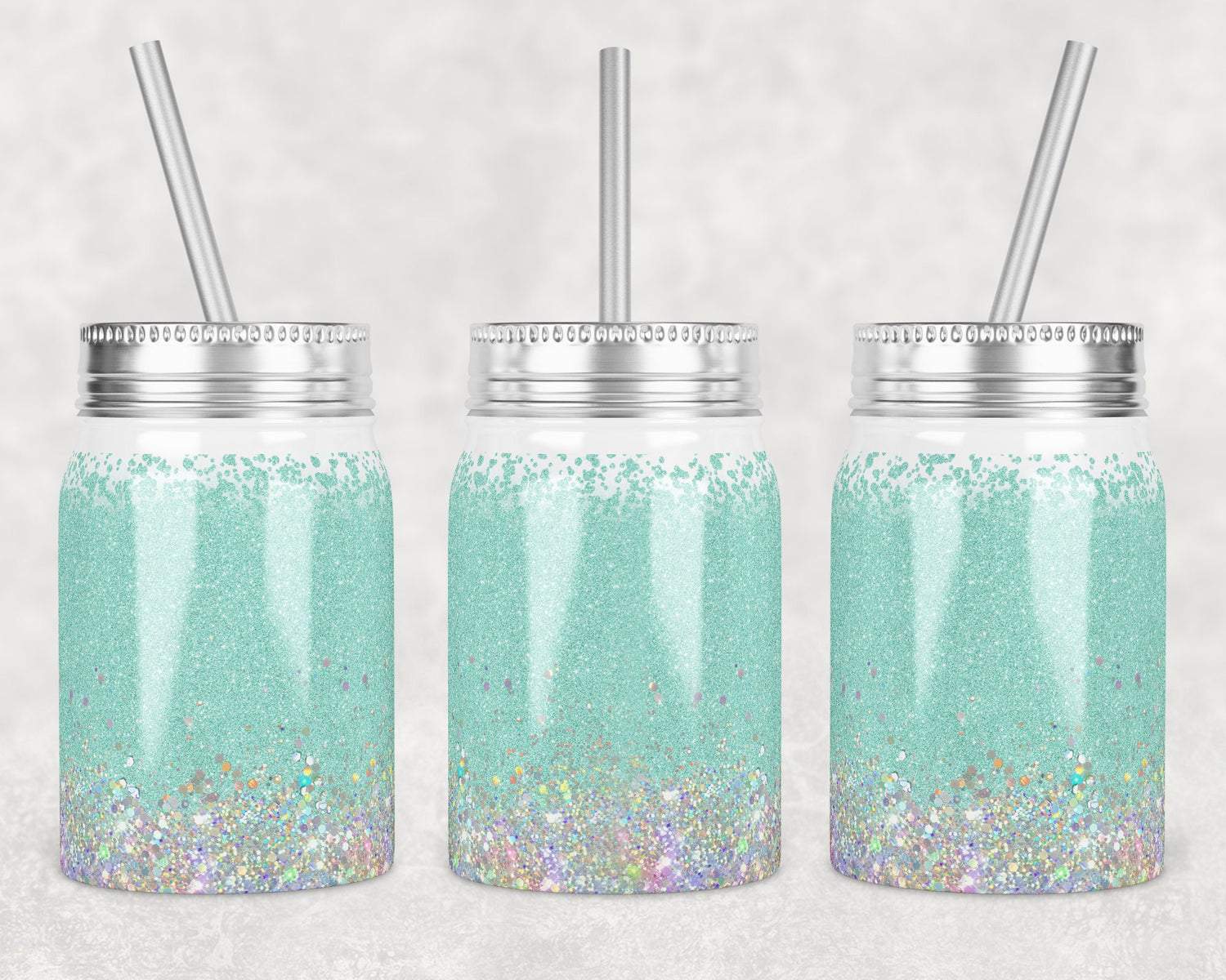 17 oz Mason Jar Tumbler Sublimation Design Template Holo Mint with and without MOM split monogram Mason Jar Design