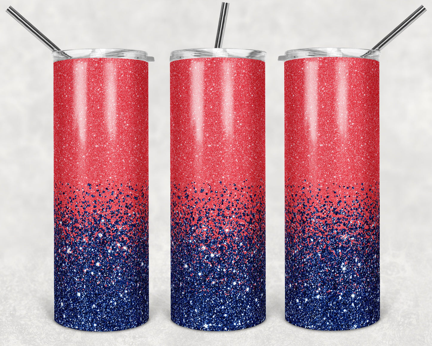 20 oz Skinny Tumbler Sublimation Design Template Glitter Ombre Navy Blue Coral Straight Faux Glitter Design