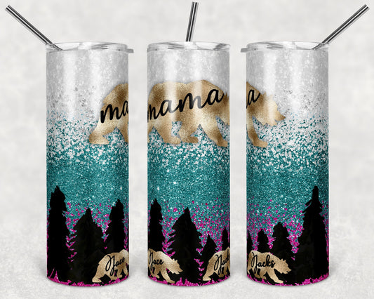 20 oz Skinny Tumbler Sublimation Design Template Mama Bear Custom Jacks Jace
