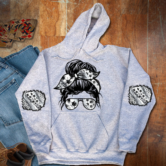 Shirt design Sweatshirt Patch Messy Bun Soccer and Matching Patches for sleeves Sublimation Design