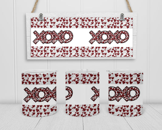 Sublimation Camp Cup Lowball Mug Sublimation Design xoxo Red Hea No background