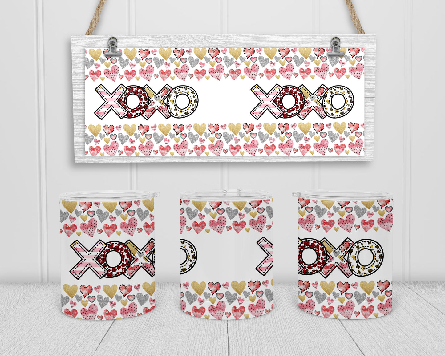 Sublimation Camp Cup Lowball Mug Sublimation Design xoxo Pink Hea No background