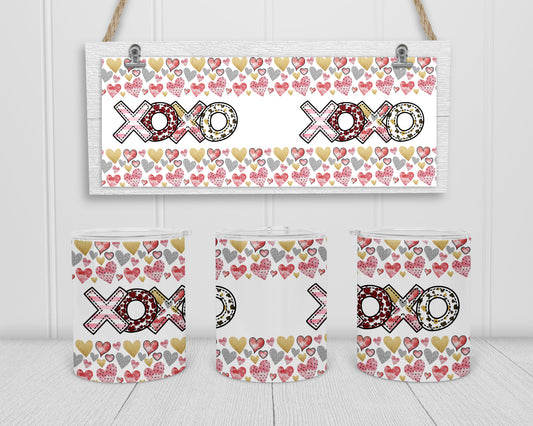 Sublimation Camp Cup Lowball Mug Sublimation Design xoxo Pink Hea No background