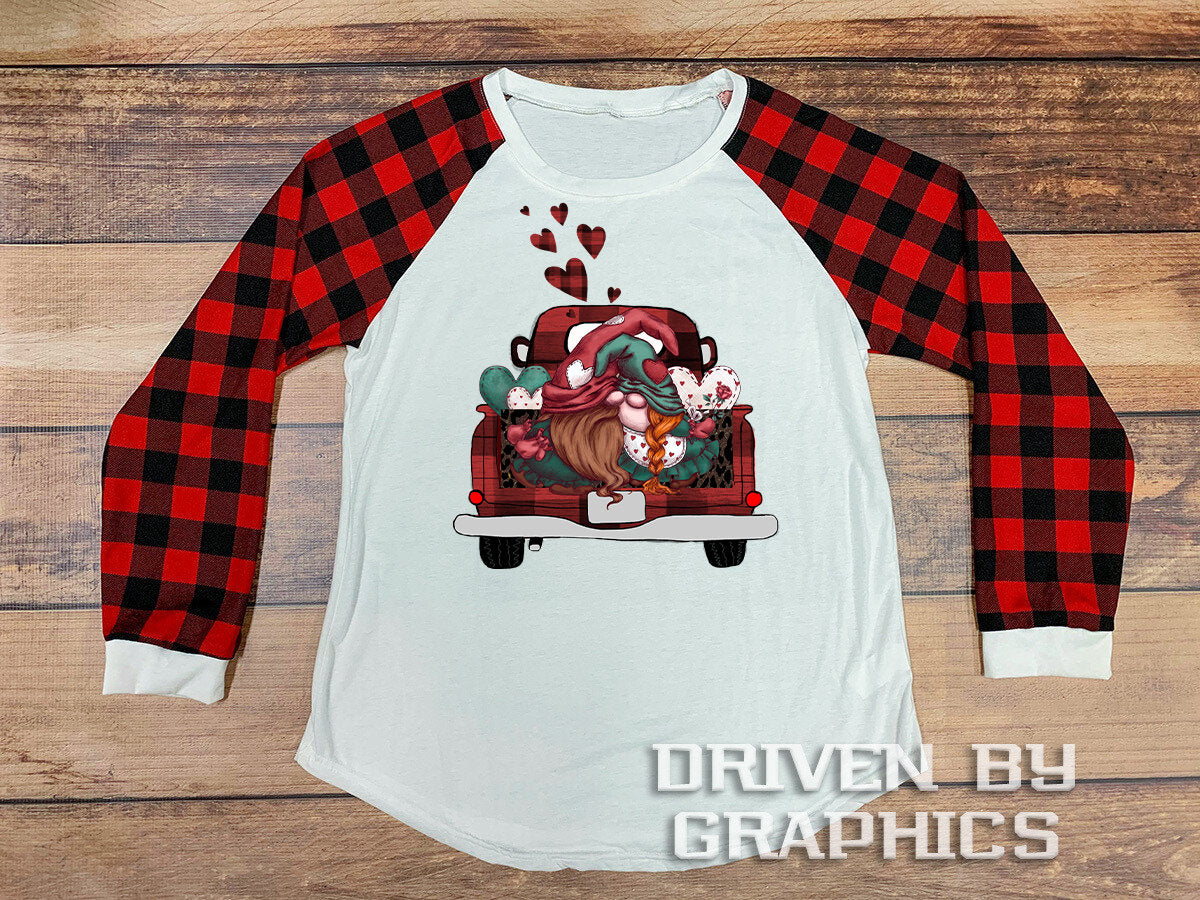 20 oz Skinny Tumbler Sublimation Template Valentine Plaid Truck Gnomes matching shirt straight Design