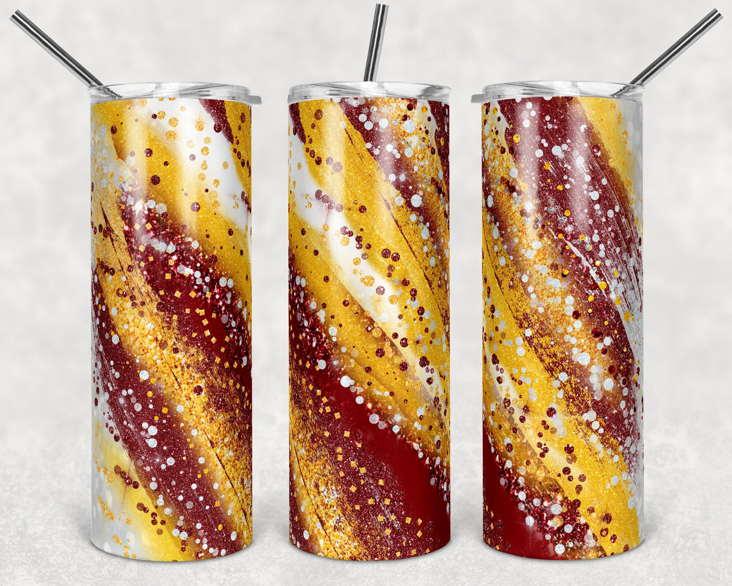 20 oz Skinny Tumbler Sublimation Template Milky Way Maroon Gold Straight Design