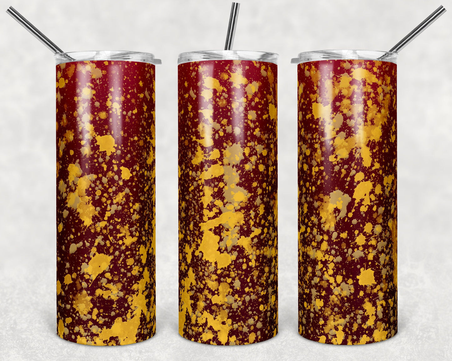 20 oz Skinny Tumbler Sublimation Design Template Maroon Gold Power Wash Add School Logo Straight Warped Design