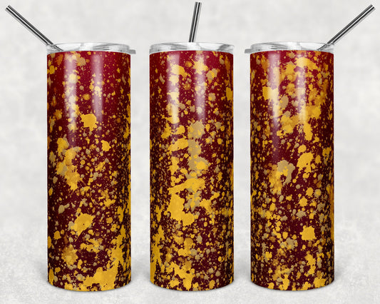 20 oz Skinny Tumbler Sublimation Design Template Maroon Gold Power Wash Add School Logo Straight Warped Design