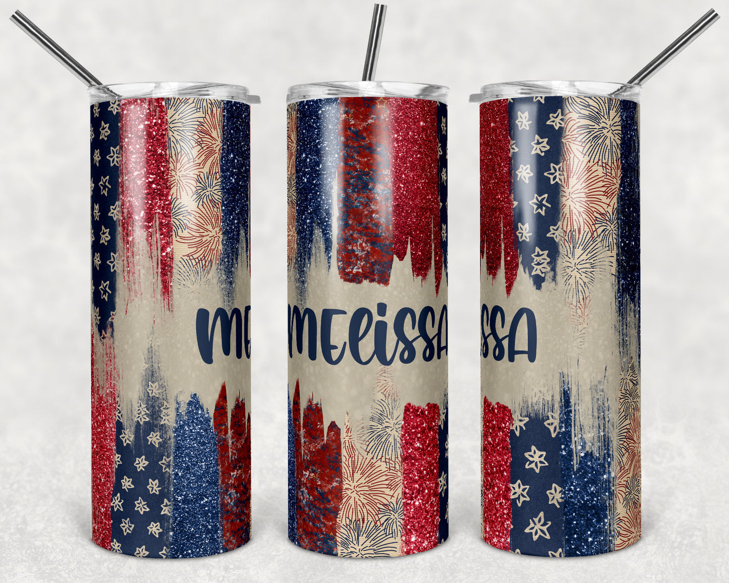 20 oz Skinny Tumbler Sublimation Design Template Glitter Brush Stroke Patriotic Design tumblers