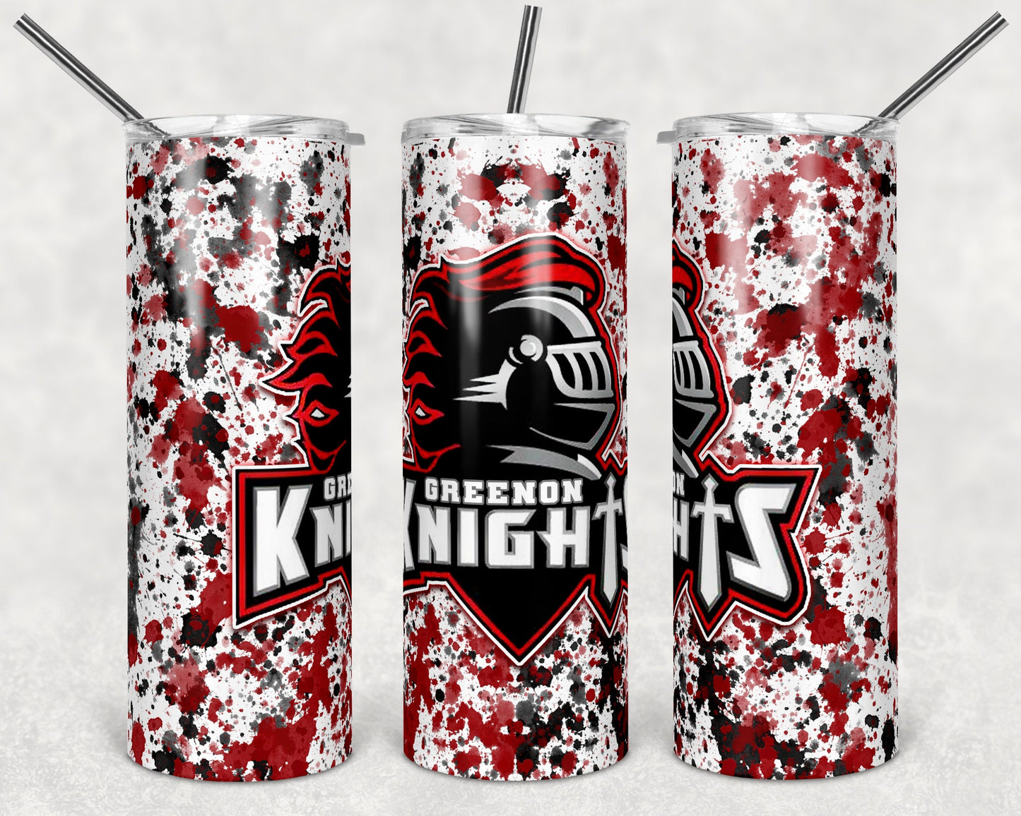 20 oz Skinny Tumbler Sublimation Design Template Knights Power Wash School Logo Straight Design