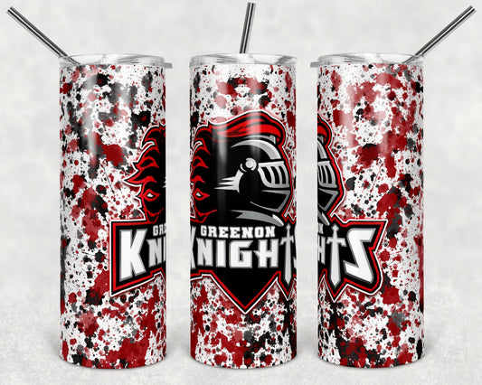 20 oz Skinny Tumbler Sublimation Design Template Knights Power Wash School Logo Straight Design
