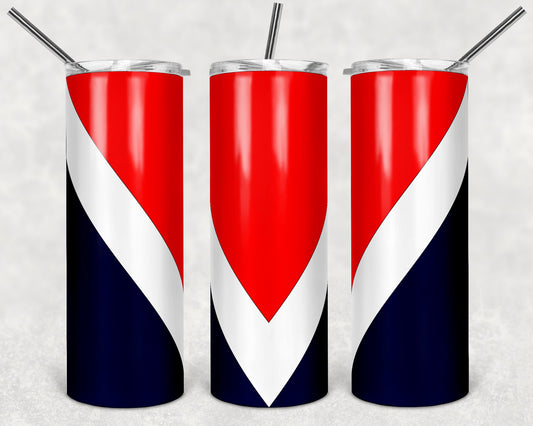 20 oz Skinny Tumbler Sublimation Design Template Red White Blue Chevron Colors Straight Design