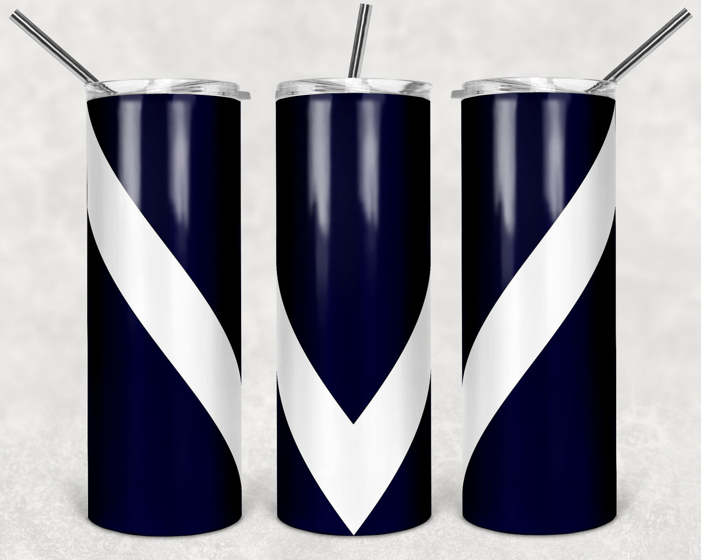 20 oz Skinny Tumbler Sublimation Design Template Blue Chevron Colors Straight Design