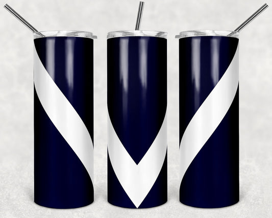 20 oz Skinny Tumbler Sublimation Design Template Blue Chevron Colors Straight Design