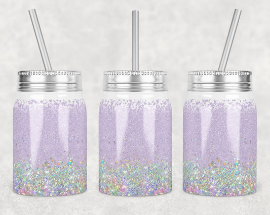 17 oz Mason Jar Tumbler Sublimation Design Template Holo Lavender with and without MOM split monogram Mason Jar Design