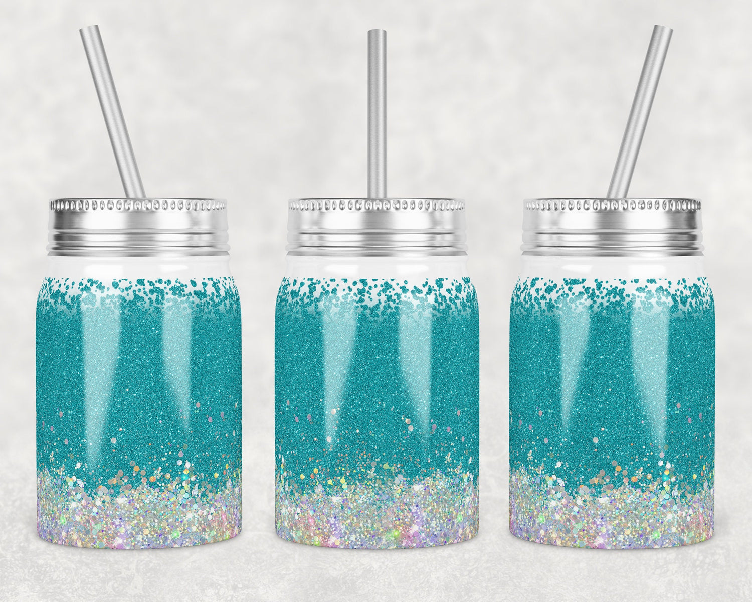 17 oz Mason Jar Tumbler Sublimation Design Template Holo Teal with and without MOM split monogram Mason Jar Design