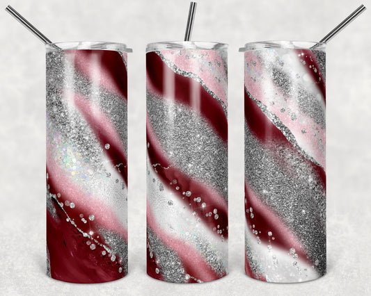 20 oz Skinny Tumbler Sublimation Template Agate Milky Way Crimson Maroon Gray Pink Straight Design