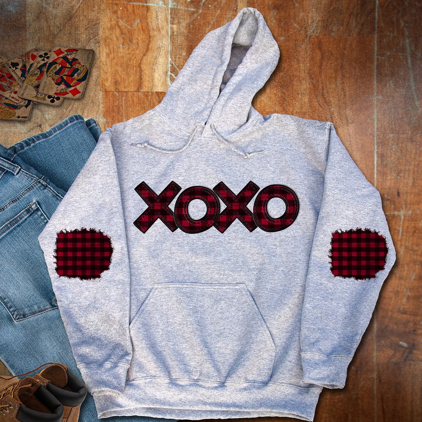 Shirt design Sweatshirt Patch Valentine xoxo plaid and Matching Patches for sleeves Sublimation Design