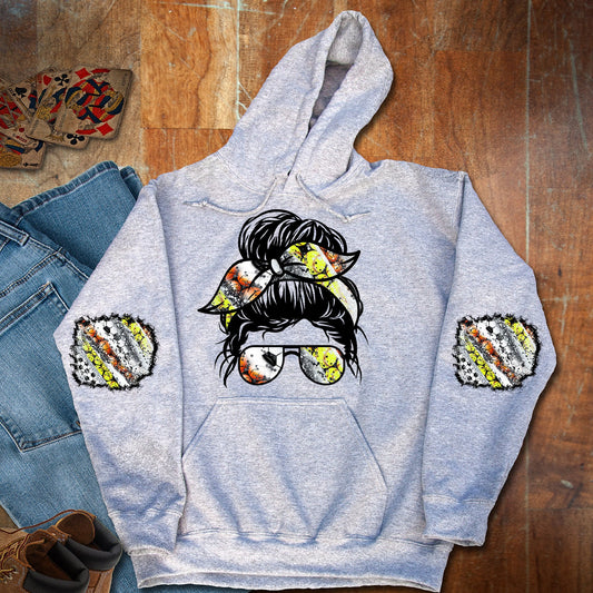 Shirt design Sweatshirt Patch Messy Bun Soccer Basketball Softball Matching Patches for sleeves Sublimation Design