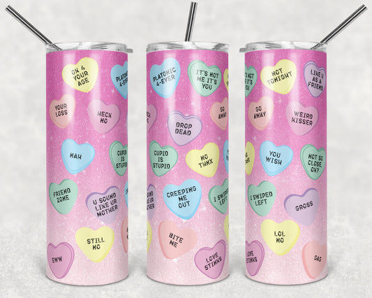 20 oz Skinny Tumbler Sublimation Design Template Valentines Day glitter anti Love conversation hea Straight Design