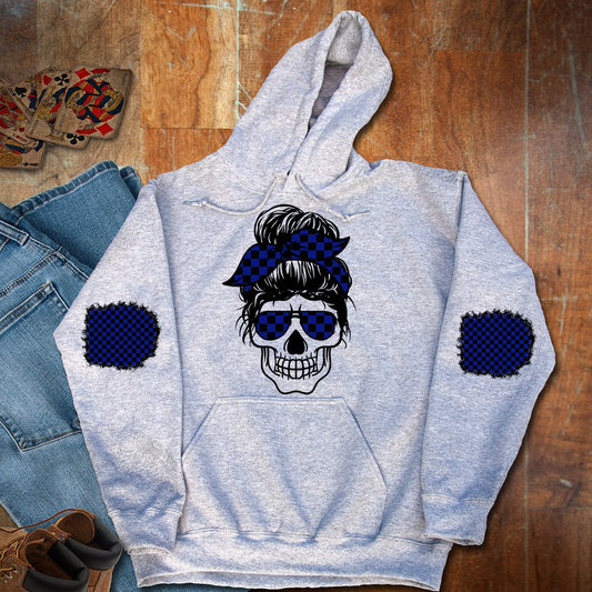 Shirt design Sweatshirt Patch Messy Bun Skull Checkered and Matching Patches for sleeves Sublimation Design
