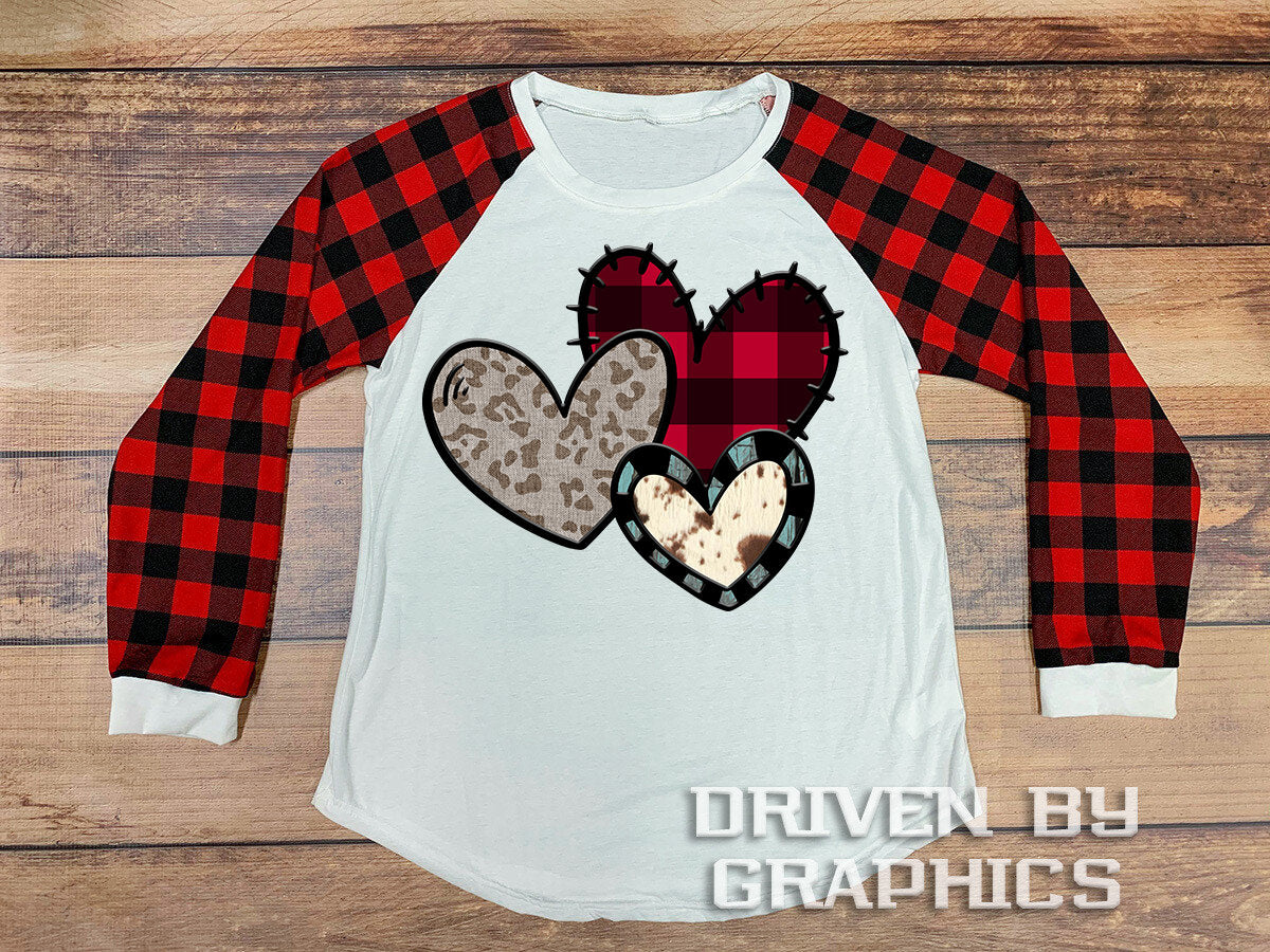 20 oz Skinny Tumbler Sublimation Template Valentine Plaid Heart matching shirt straight Design