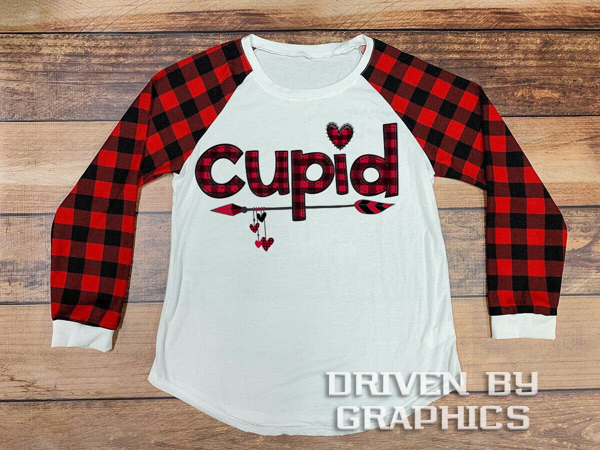 20 oz Skinny Tumbler Sublimation Template Valentine Plaid Cupid matching shirt straight Design