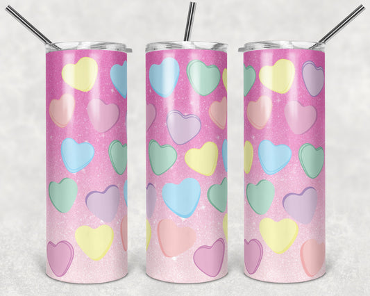 20 oz Skinny Tumbler Sublimation Design Template Valentines Day glitter blank conversation hea Straight Design