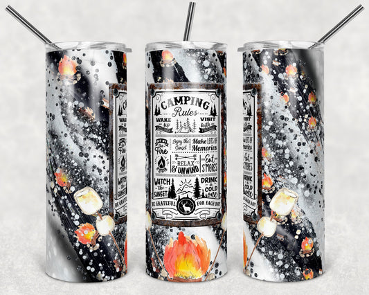 20 oz Skinny Tumbler Milky way Vintage Sign Camping Rules Camp Sublimation