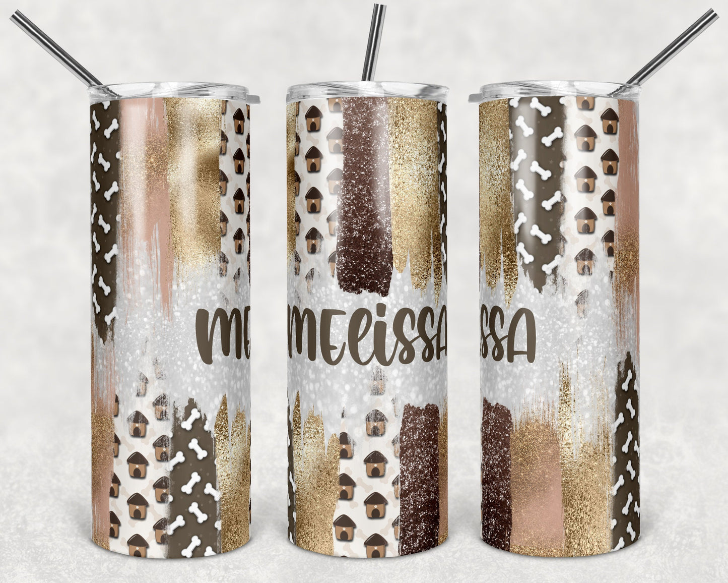 20 oz Skinny Tumbler Sublimation Design Template Glitter Brush Stroke Dog Lover Pup Design tumblers