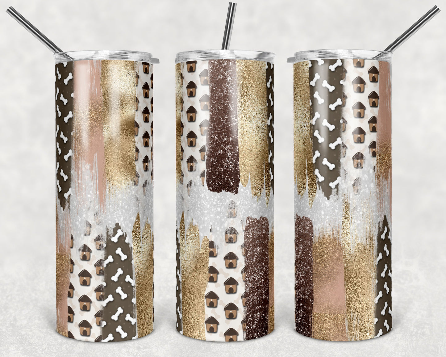 20 oz Skinny Tumbler Sublimation Design Template Glitter Brush Stroke Dog Lover Pup Design tumblers