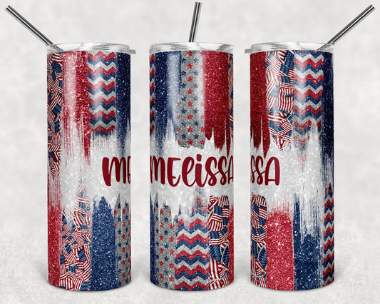 20 oz Skinny Tumbler Sublimation Design Template Glitter Brush Stroke Patriotic Design tumblers