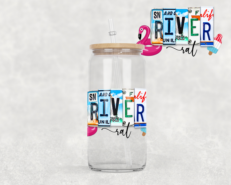 16 oz Libbey Glass Can Tumbler Sublimation Design License Plate River ...