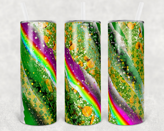 20 oz Skinny Tumbler Sublimation Template Milky Way St. Patty's Day Straight Design