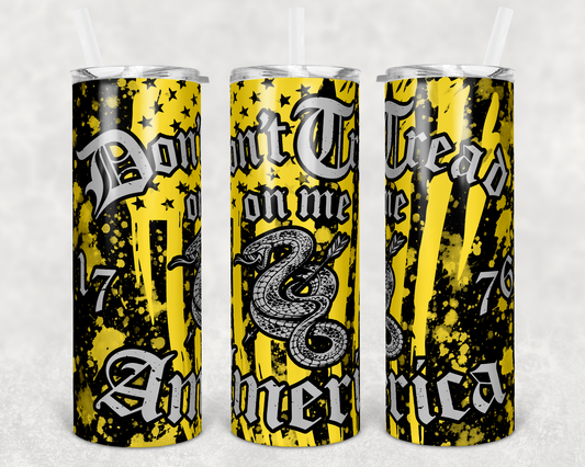 20 oz Skinny Tumbler Sublimation Design Template Black Snake Don't Tread on Me Design